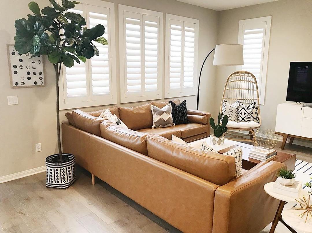 Comfortable living room with Polywood shutters in Kingsport.